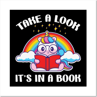 Take a Look Its in Book Unicorn Reading Posters and Art